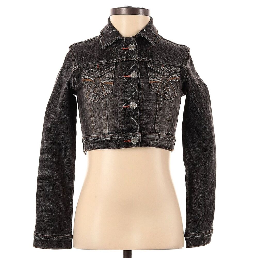 Vintage Y2K Limited Too Girls Denim Jacket Cropped Bolero Rhinestones Size 8